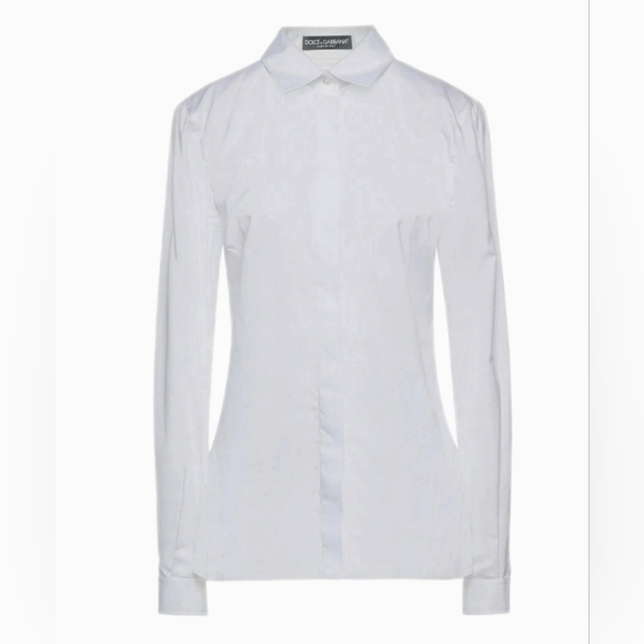 Dolce & Gabbana Tops - Dolce & Gabbana White Cotton Collared Long Sleeves Shirt Top